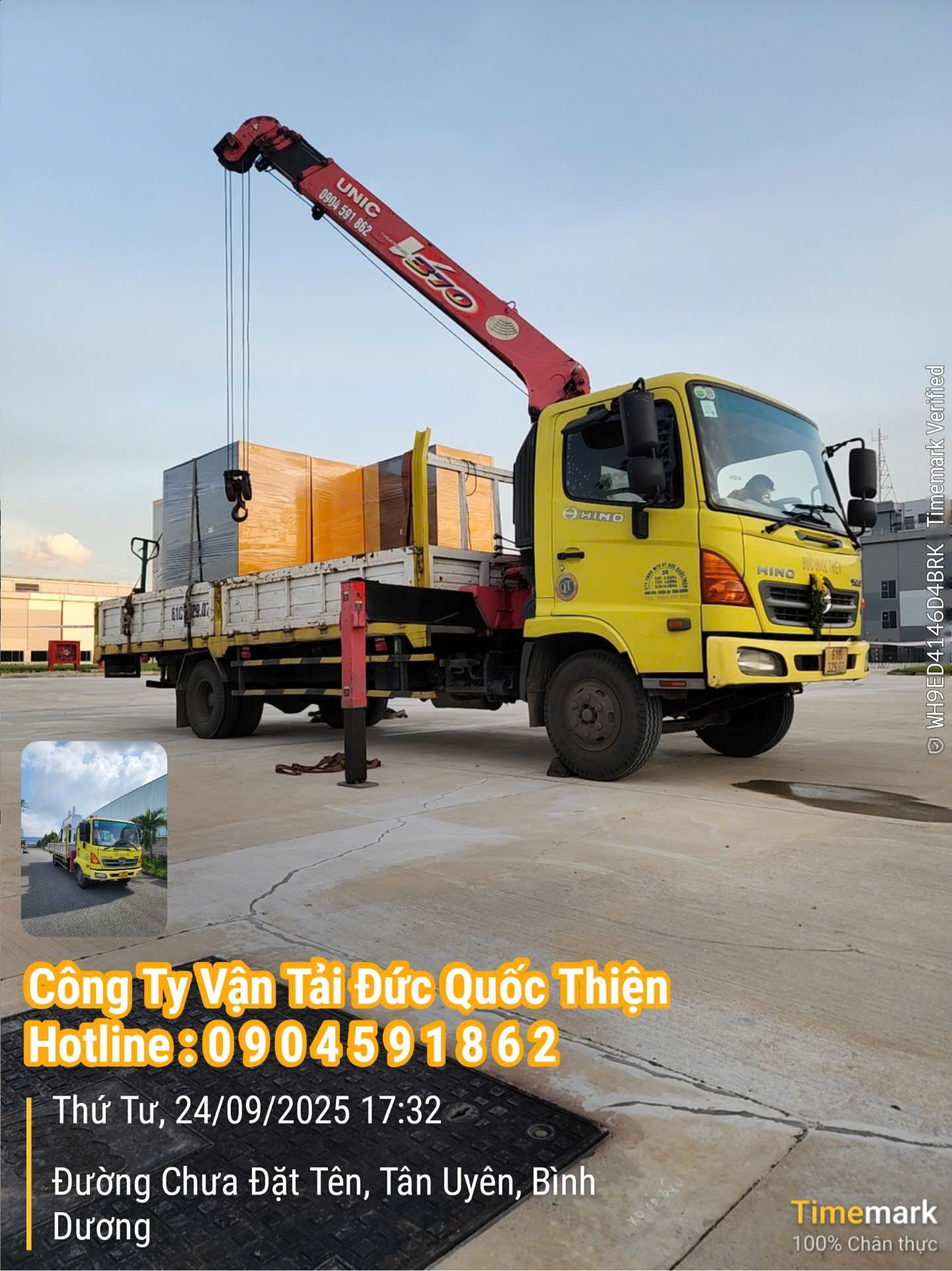 Dịch vu cho thuê xe cẩu vận chuyển cẩu hạ hàng hoá tại khu công nghiệp Đại Đăng