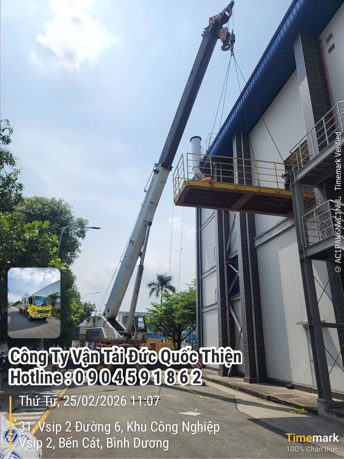 Công ty Đức Quốc Thiện cho thuê xe cẩu giá ưu đãi ở Khu công nghiệp Rạch Bắp 