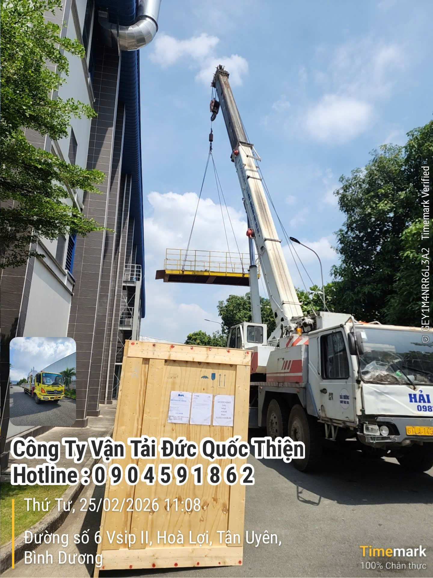 Dịch vụ xe cẩu hàng hoá máy móc chuyên nghiệp tại Vsip 2