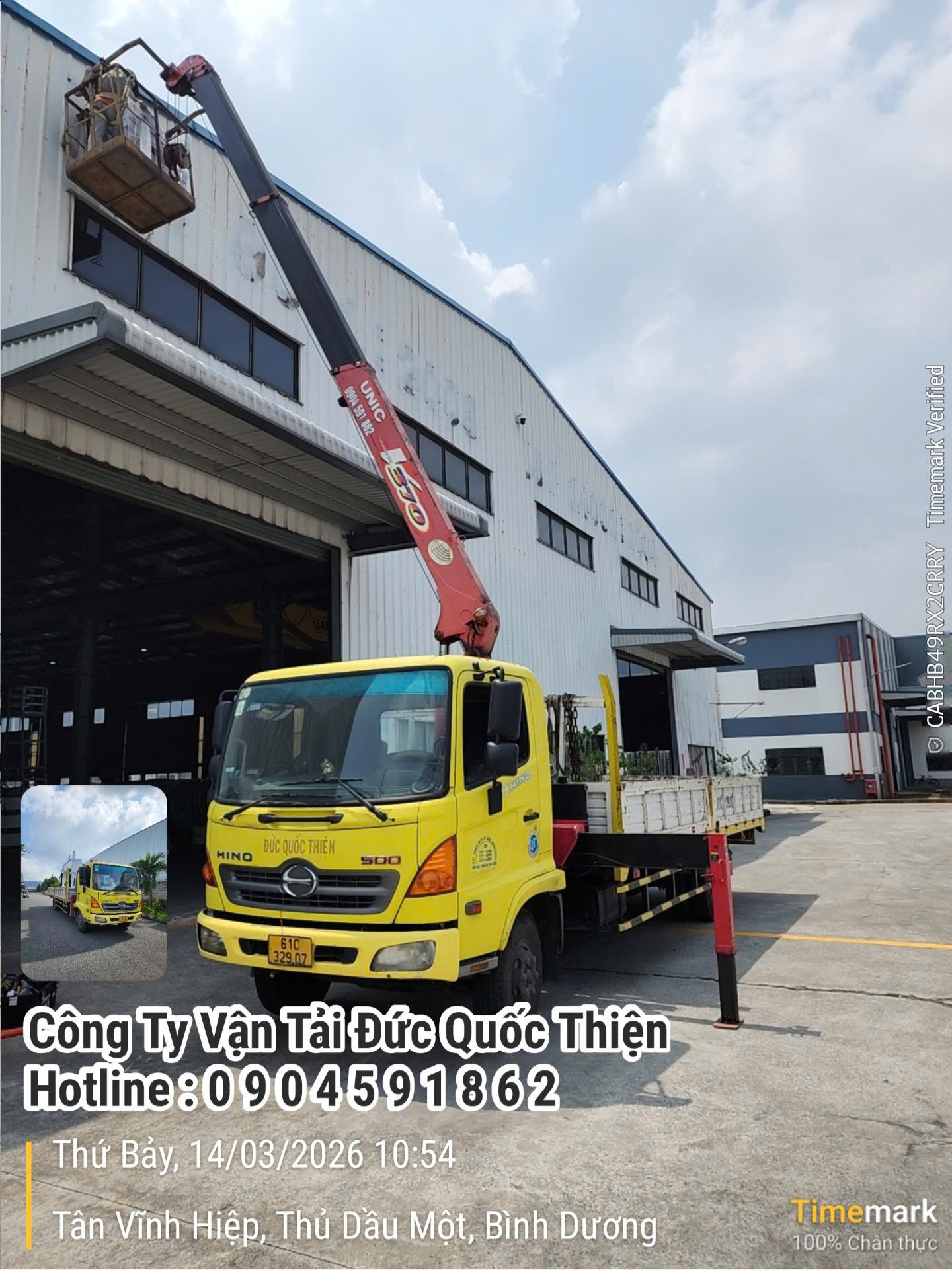 Dịch vụ cho thuê xe cẩu gắn giỏ nâng người giá ưu đãi của công ty Dức Quốc Thiện